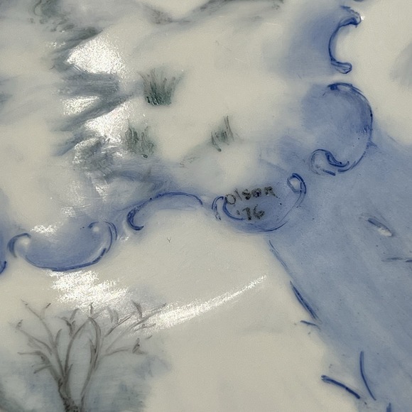 Vintage‎ Hand Painted Winter Scene Decorative Plate Signed 1976 - Picture 2 of 14